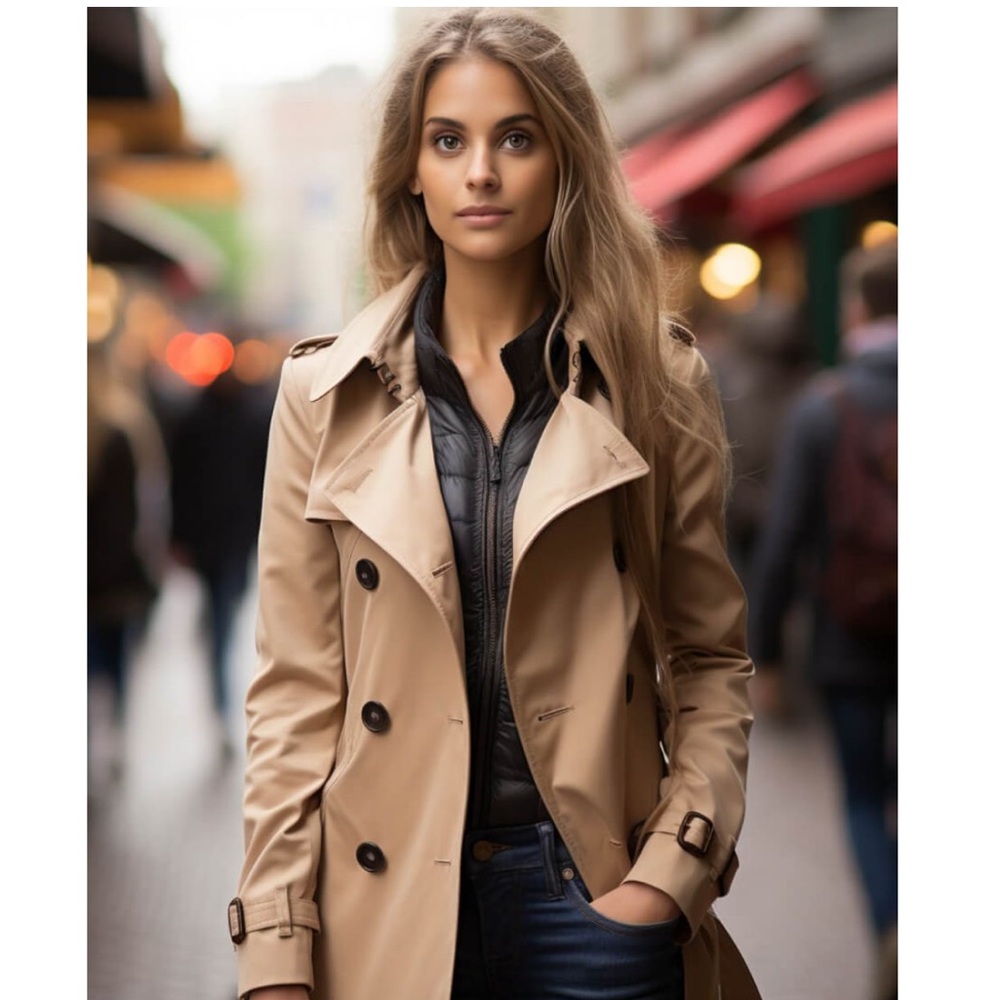 H&M Women’s Classic Trench Coat Peacoat Ceam Tan Beige Size 2 - Picture 2 of 9